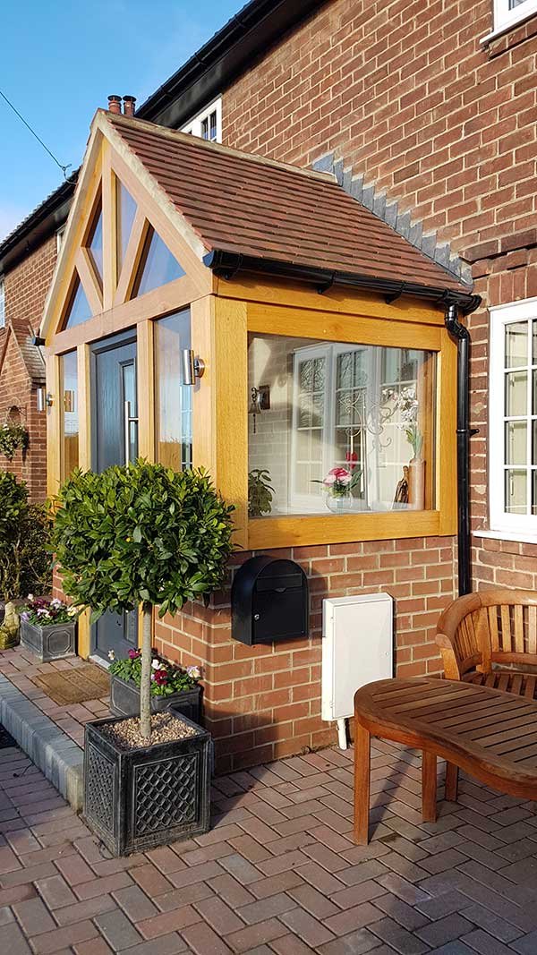glazed porch, glazed oak porch, oak porch, entrance porch, enclosed porch,