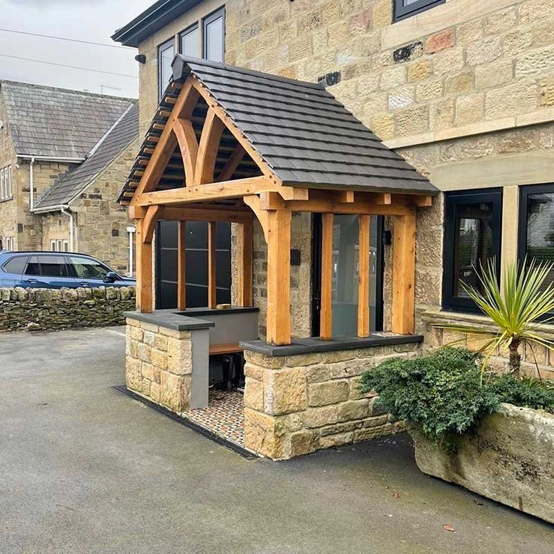 Oak Porch, Front Porch, Entrance Porch, Oak Porch Yorkshire, Tiled Porch, Porch with seat