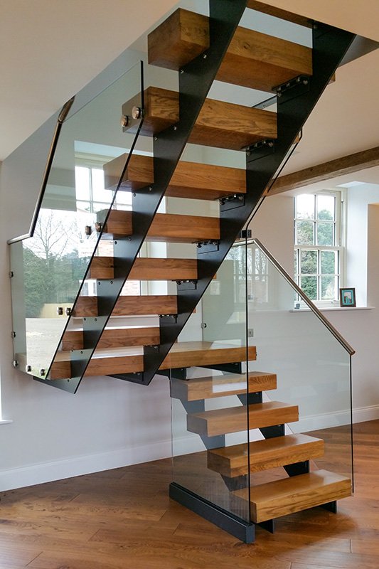 Glass & oak staircase