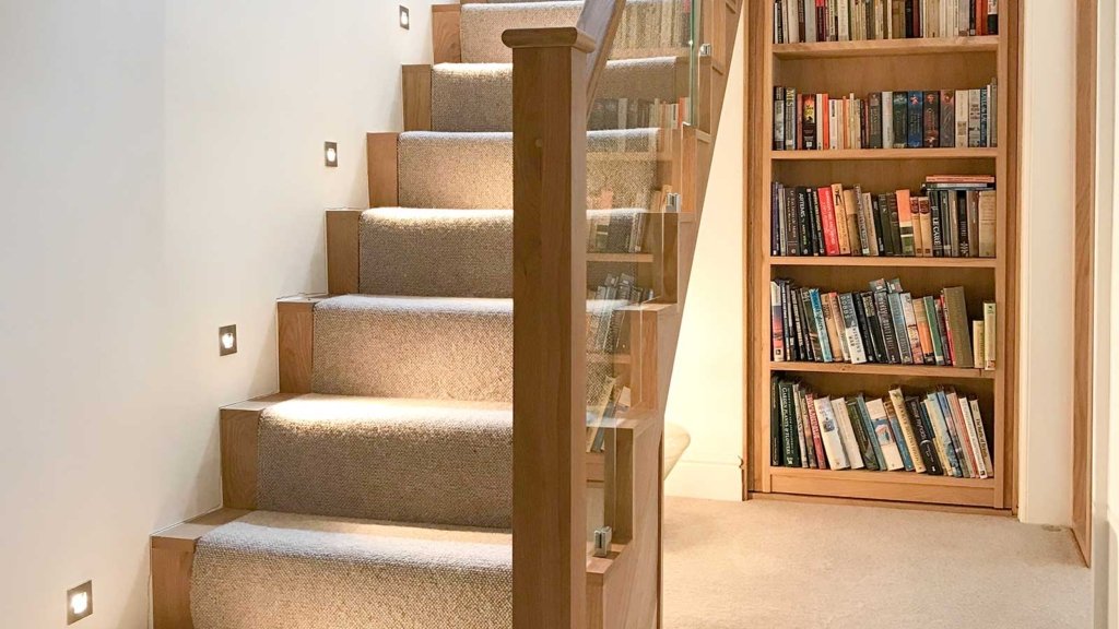 Oak staircase with secret cupboard