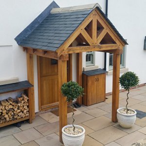oak porch with slate roof
