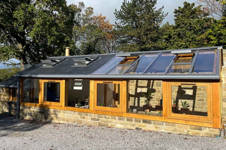 oak conservatory, glazed sunroom, oak framework, oak greenhouse